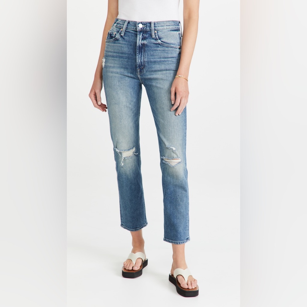 MOTHER Superior Denim High Waisted Rider Ankle Jeans Far Beyond The Sky Blue 25